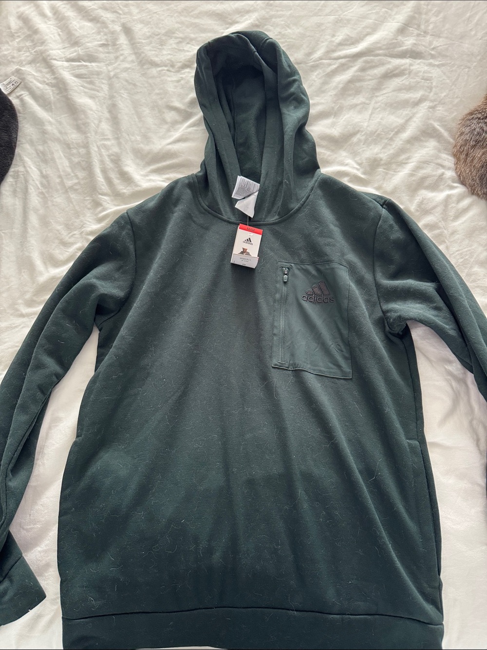 adidas Men's Forest Green Hooded Pullover Sweatshirt